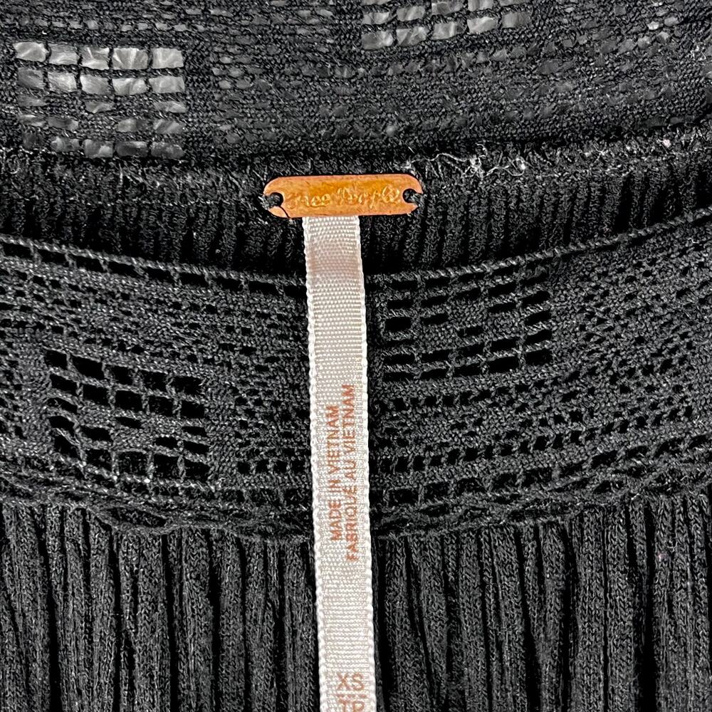 Free People Sweet Thing Bohemian Tunic Dress Witchy XS Black Crochet Whimsygoth - Picture 5 of 9